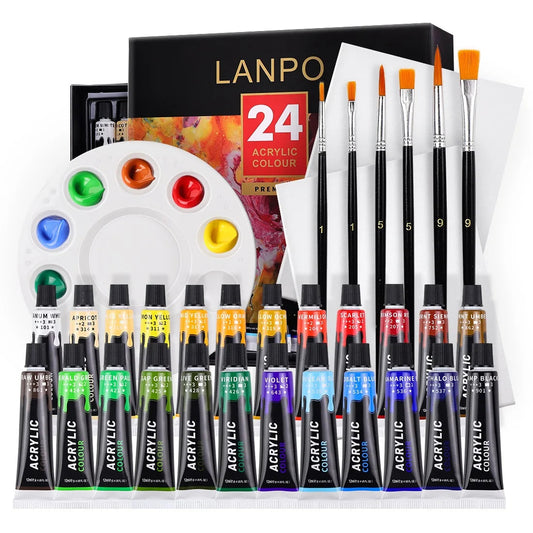 Acrylic Paints Set 12/24 Colors Professional Brush Set 12ml Tubes Artist Drawing Painting Pigment Hand Painted Wall Paint DIY    Home Decor Supply | Online Retail | ShoreShopper.com