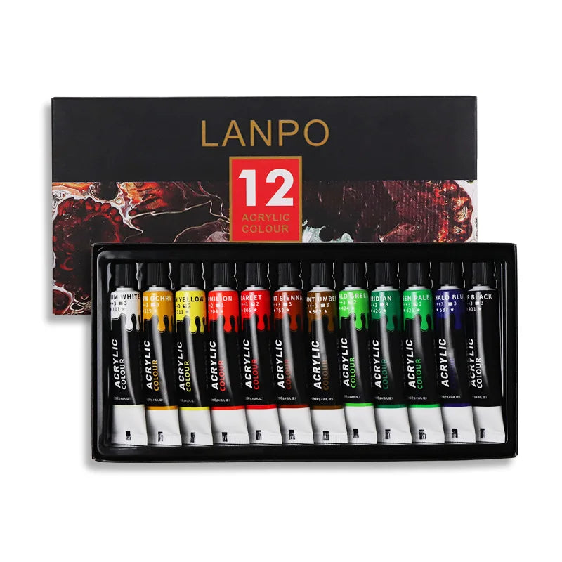Acrylic Paints Set 12/24 Colors Professional Brush Set 12ml Tubes Artist Drawing Painting Pigment Hand Painted Wall Paint DIY    Home Decor Supply | Online Retail | ShoreShopper.com