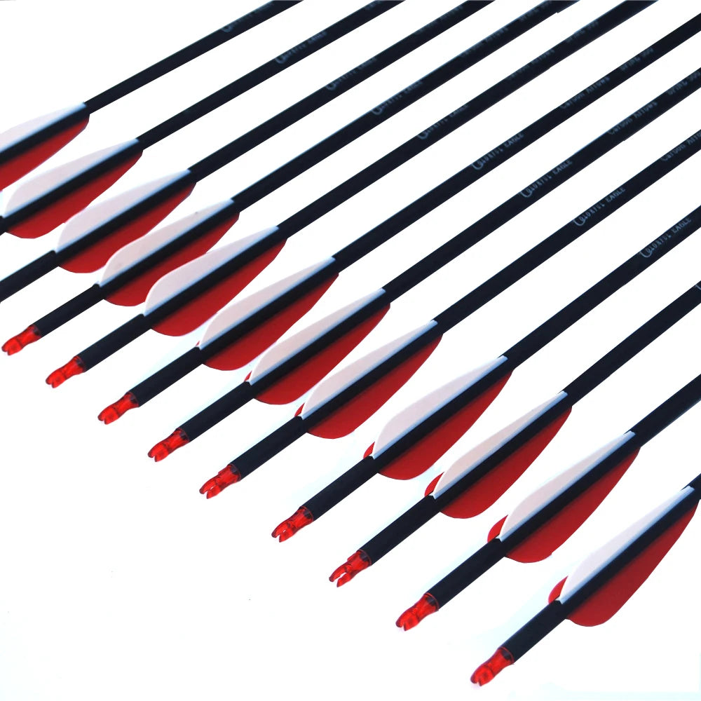 New Spine 500 Carbon Arrow With Replaceable Arrowhead 28"/30"/31"Length Archery for Compound/Recurve Bow Hunting - ShoreCo.Shop