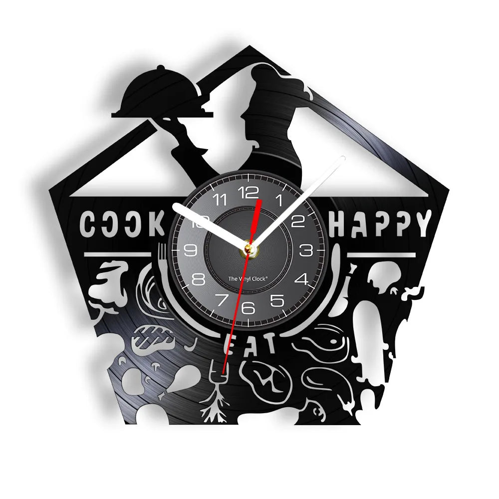 The Kitchen The Heart Of The Home Inspired Vinyl Record Clock Modern Design Vinyl Wall Watch Kitchen Decor Noiseless Timepieces    Home Decor Supply | Online Retail | ShoreShopper.com