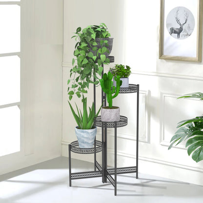3/4 Tier Metal Plant Stand Indoor Black Tall Flower Pot Holder Display Rack Foldable for Patio Garden Living Room Corner Balcony    Home Decor Supply | Online Retail | ShoreShopper.com