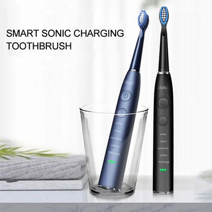 Seago Electric Sonic Toothbrush USB Rechargeable Adult 360 Days Long Battery Life IPX7 4 Replacement Heads Travel Box  SG-575 - ShoreCo.Shop