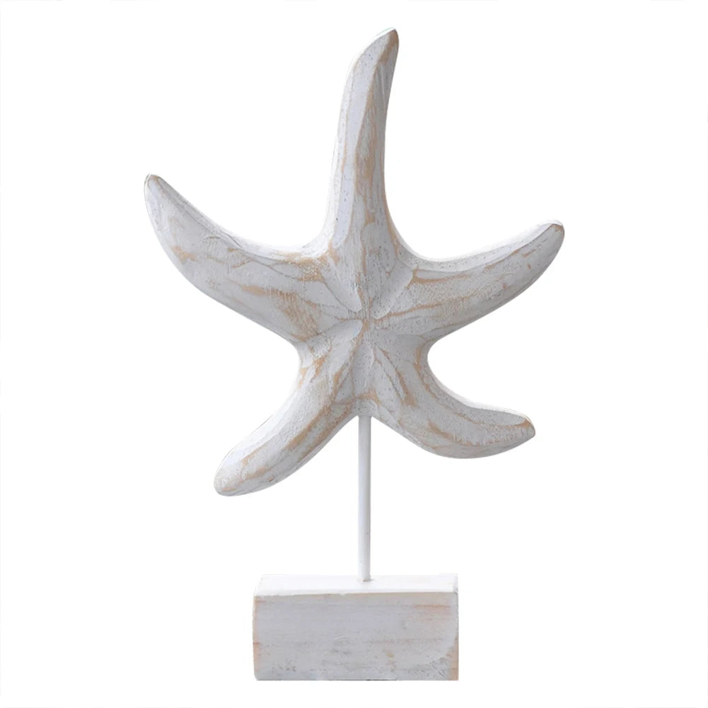 Mediterranean Style Wood Crafts Starfish Conch Hippocampus Wood Carving Marine Garden Decoration Ornaments Home Decoration - ShoreCo.Shop