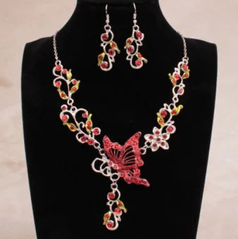 Wedding Jewelry Set Bride Rhinestone Jewelry Set Silver Plated Butterfly Choker Necklace Earrings Set Jewelry For Women Girls    Home Decor Supply | Online Retail | ShoreShopper.com