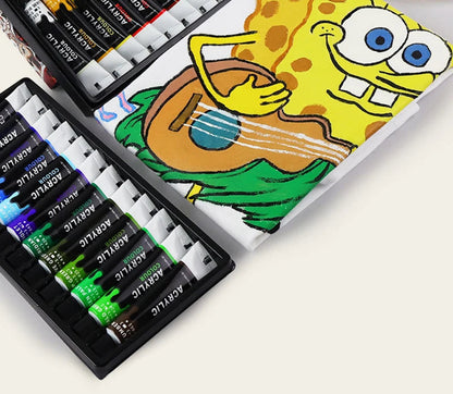 Acrylic Paints Set 12/24 Colors Professional Brush Set 12ml Tubes Artist Drawing Painting Pigment Hand Painted Wall Paint DIY    Home Decor Supply | Online Retail | ShoreShopper.com