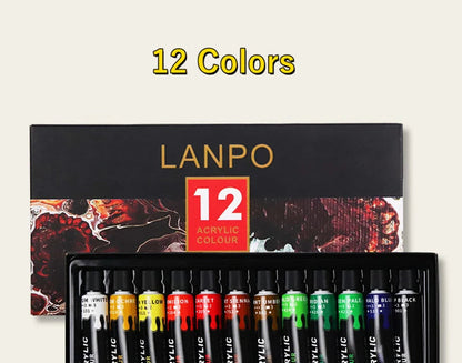 Acrylic Paints Set 12/24 Colors Professional Brush Set 12ml Tubes Artist Drawing Painting Pigment Hand Painted Wall Paint DIY    Home Decor Supply | Online Retail | ShoreShopper.com