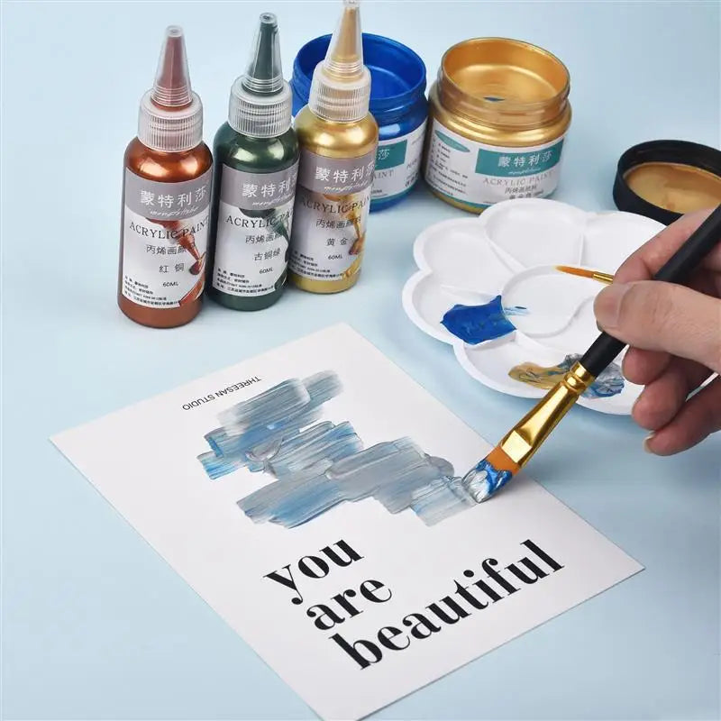 New 60ml Gold Paint Metallic Acrylic Paint,Waterproof Not Faded For Statuary Coloring DIY Hand Clothes Painted Graffiti Pigments    Home Decor Supply | Online Retail | ShoreShopper.com