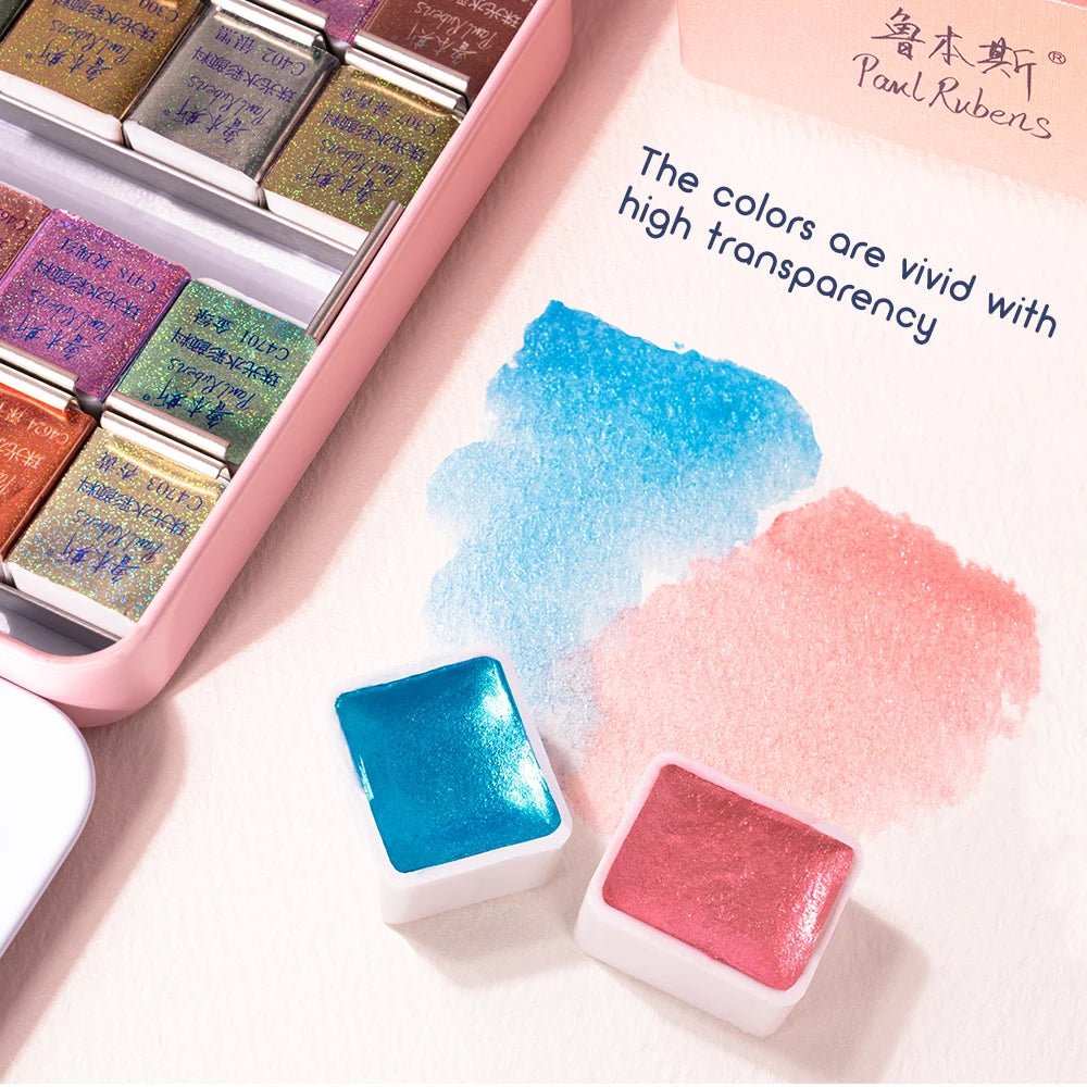 Original Paul Rubens 12/24/48 Pearlescent Watercolor Paint Set Portable Pink Box with Palette Flash Watercolor Paint    Home Decor Supply | Online Retail | ShoreShopper.com