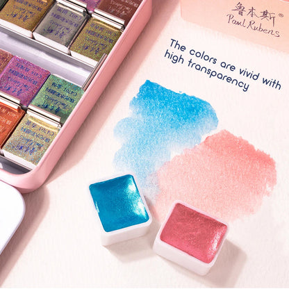 Original Paul Rubens 12/24/48 Pearlescent Watercolor Paint Set Portable Pink Box with Palette Flash Watercolor Paint    Home Decor Supply | Online Retail | ShoreShopper.com