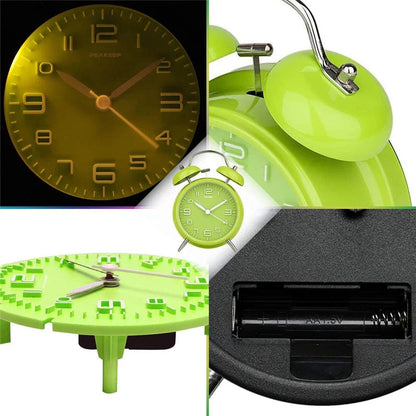 4 Inch Twin Bell Loud Alarm Clock Metal Frame 3D Dial with Backlight Battery Operate Desk Table Alarm Clock For Home and Office    Home Decor Supply | Online Retail | ShoreShopper.com