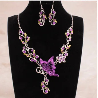 Wedding Jewelry Set Bride Rhinestone Jewelry Set Silver Plated Butterfly Choker Necklace Earrings Set Jewelry For Women Girls    Home Decor Supply | Online Retail | ShoreShopper.com