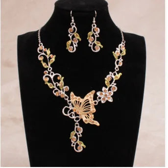 Wedding Jewelry Set Bride Rhinestone Jewelry Set Silver Plated Butterfly Choker Necklace Earrings Set Jewelry For Women Girls    Home Decor Supply | Online Retail | ShoreShopper.com