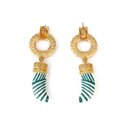 Bohemia Enamel Ivory Pendant Stud Earrings Chic Women Girls Carved Geometric Statement Earrings Beach Accessories