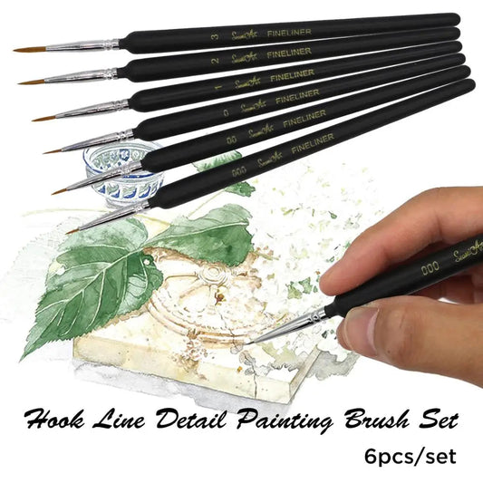 SeamiArt 6Pcs Fine Hook Line Pen Different Size 000 00 0 1 2 3 Paint Brush Artist Gouche Watercolor Acrylic Painting Supplies    Home Decor Supply | Online Retail | ShoreShopper.com