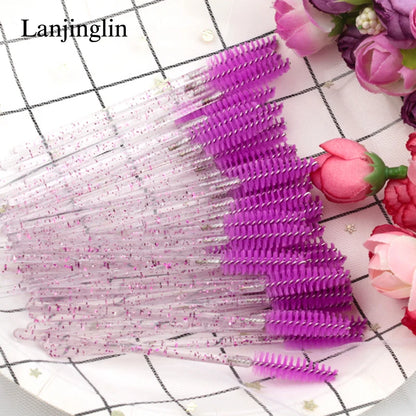 Lanjinglin 5/50pcs Eyelash Brush Crystal Eyelash Soft Eye Lashes Extension Mascara Wands Makeup Professional Makeup Tool - ShoreCo.Shop