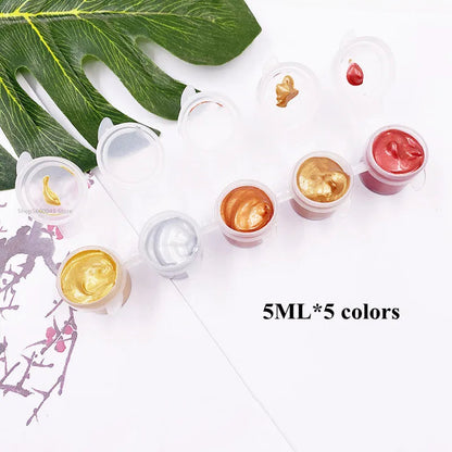Metallic Acrylic Paint 5ML*5 Color Waterproof and Non-fading Plaster Sculpture Coloring DIY Hand-painted Graffiti Paint    Home Decor Supply | Online Retail | ShoreShopper.com