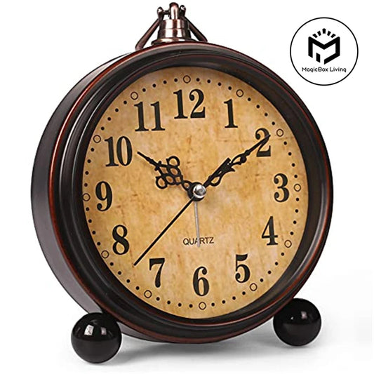 Vintage Hangable Battery Alarm Clock Metal Night Light Super Silent Table Desk Quartz Clock Time For Bedroom Bedside Desk Shelf    Home Decor Supply | Online Retail | ShoreShopper.com