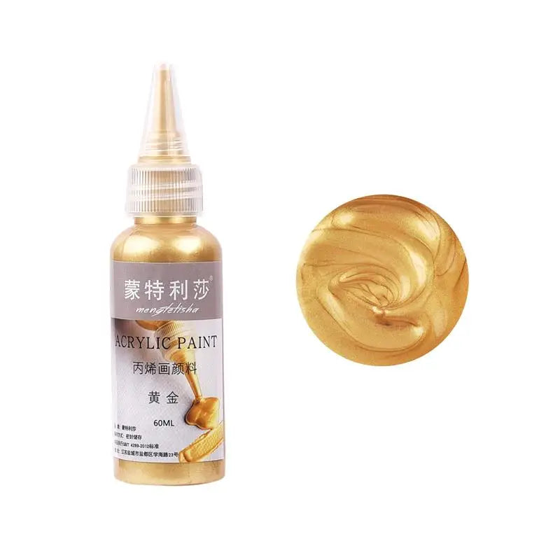 New 60ml Gold Paint Metallic Acrylic Paint,Waterproof Not Faded For Statuary Coloring DIY Hand Clothes Painted Graffiti Pigments    Home Decor Supply | Online Retail | ShoreShopper.com