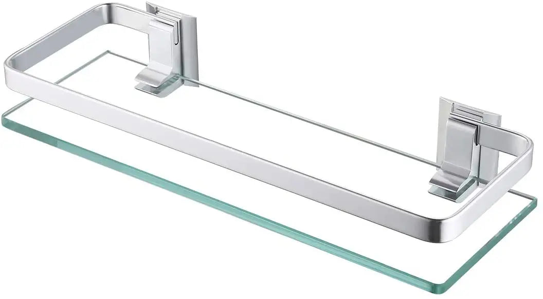Tempered Glass Bathroom Shelf Aluminum Storage Rack Rectangular 30 40 50cm 1 Tier Silver Sand Sprayed Wall Mounted    Home Decor Supply | Online Retail | ShoreShopper.com