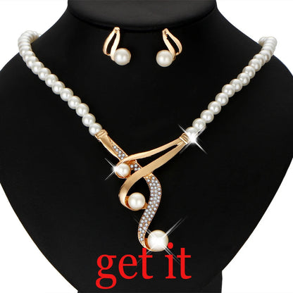 Wedding Bridal Jewelry Set String of Pearls Prom Silver Color Crystal Bracelet Necklace Earrings for Women jewellery sets    Home Decor Supply | Online Retail | ShoreShopper.com