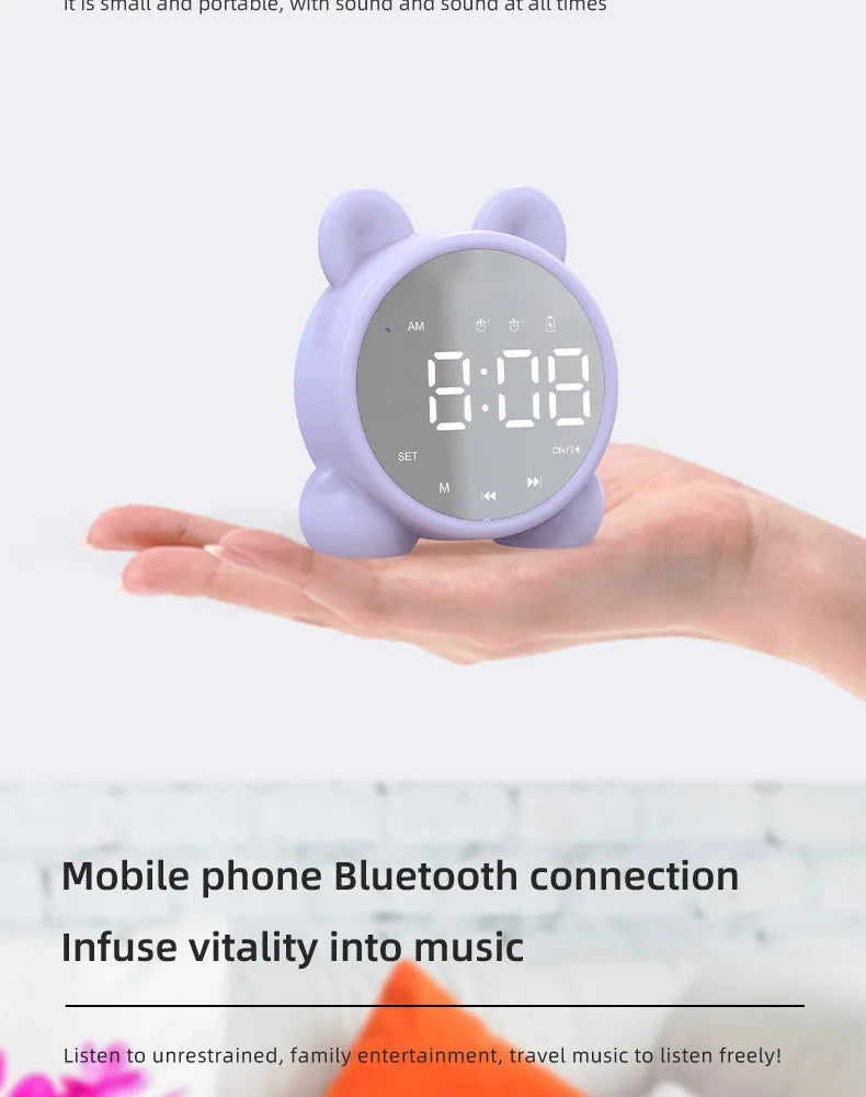 Bluetooth Mirror Table Clock Kids Alarm Clock Cute Cat Digital Alarm Clock For Kids Bedside Clock Children'S Sleep Led Clocks    Home Decor Supply | Online Retail | ShoreShopper.com
