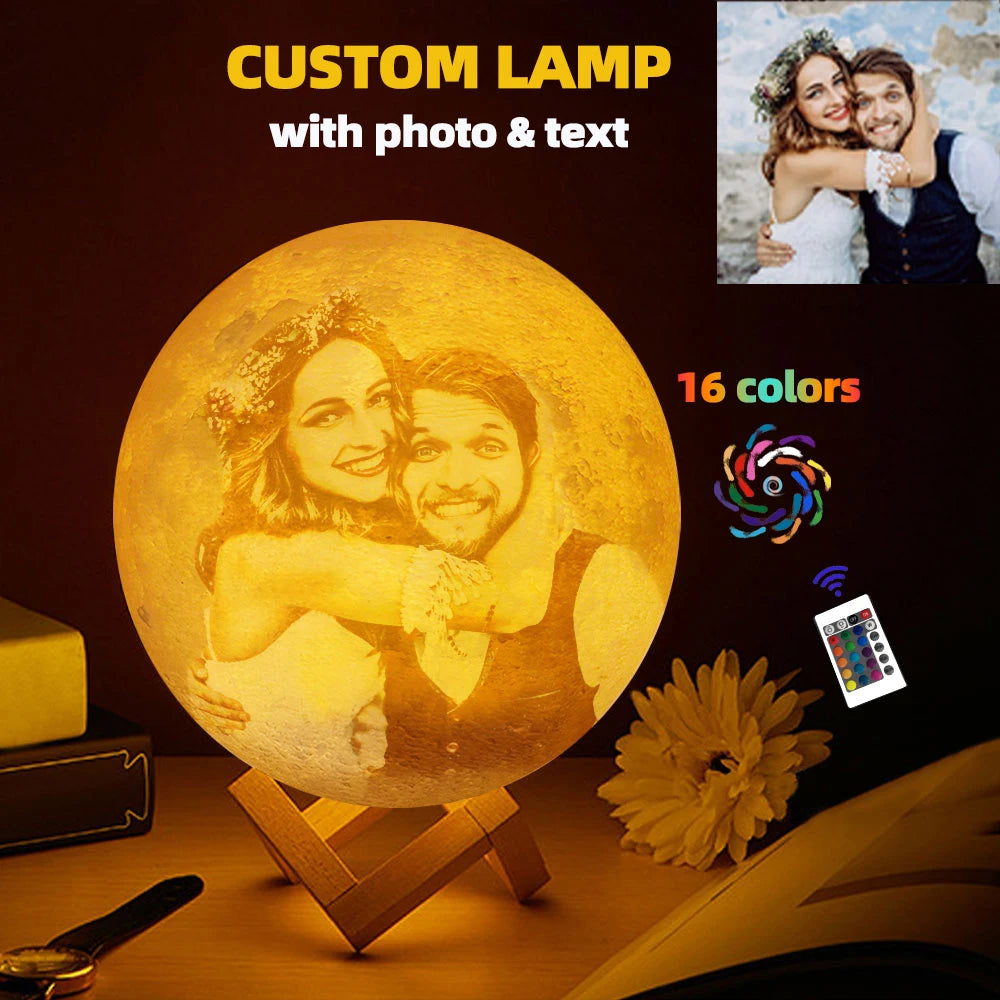 3D Printing Moon Lamp Personalized Photo Text Customized USB Night Light Birthday Mother Day Valentine's Christmas Lunar Gift - ShoreCo.Shop