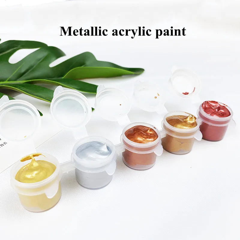 Metallic Acrylic Paint 5ML*5 Color Waterproof and Non-fading Plaster Sculpture Coloring DIY Hand-painted Graffiti Paint    Home Decor Supply | Online Retail | ShoreShopper.com