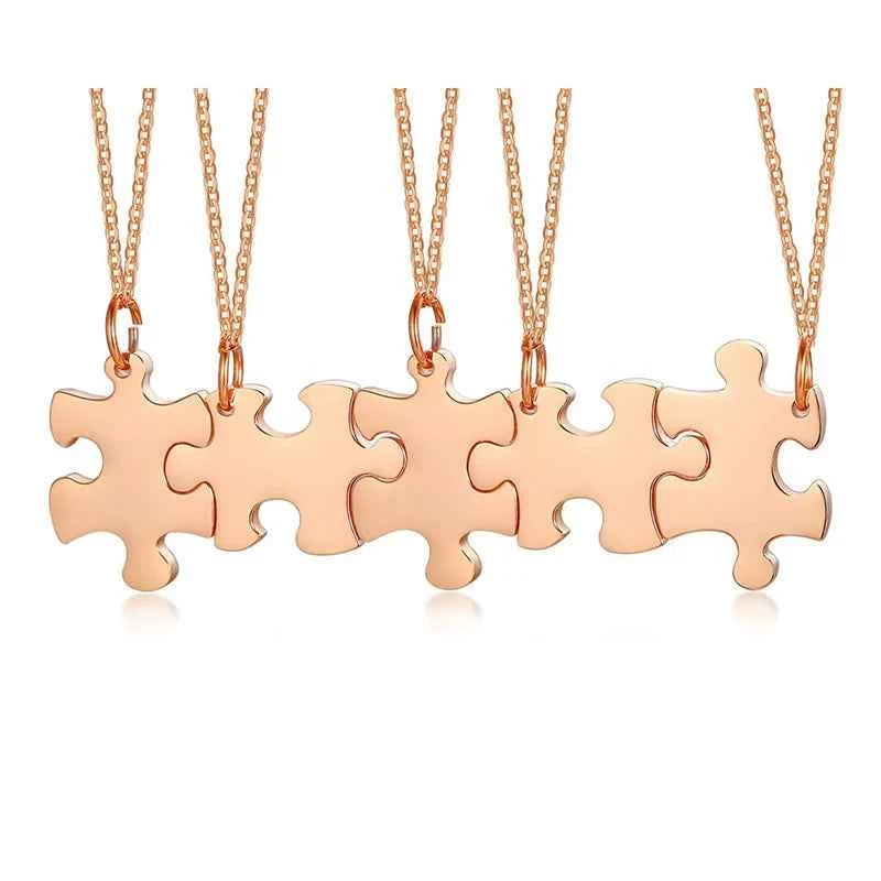 Personalized Puzzle Necklace Friendship Customized Pendant 2/3/4/5 Pieces Best Friends BFF Stainless Steel Bridesmaid Gift