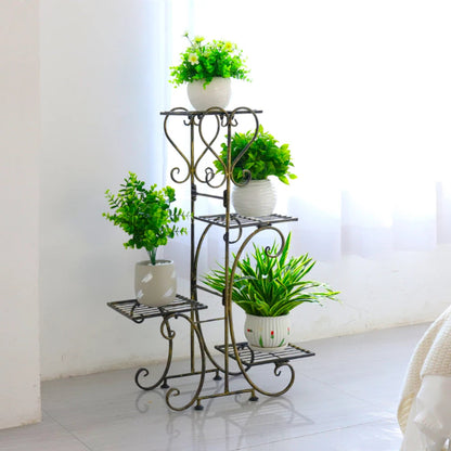 Metal Plant Shelf Flower Display Stand Garden Planter Holder with 4 Tier Shelves Indoor (Black)    Home Decor Supply | Online Retail | ShoreShopper.com