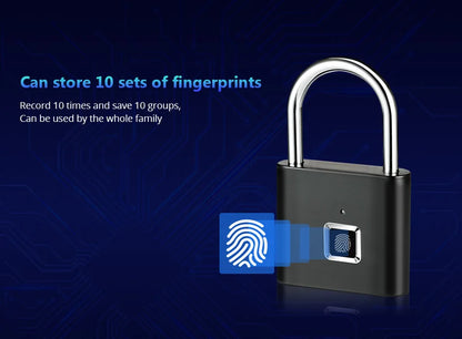 KERUI Smart Fingerprint Padlock Waterproof Fingerprint Keyless Door Lock Type C Rechargeable Security Padlock for House - ShoreCo.Shop