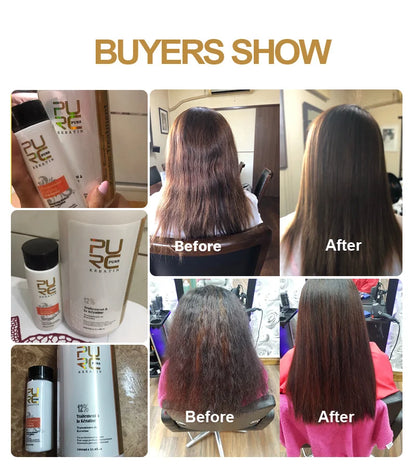PURC Brazilian Keratin Hair Treatment Keratin Straightening Curly Hair Smoothing Repair Permed Damaged Hair Care Products - ShoreCo.Shop