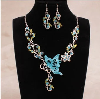 Wedding Jewelry Set Bride Rhinestone Jewelry Set Silver Plated Butterfly Choker Necklace Earrings Set Jewelry For Women Girls    Home Decor Supply | Online Retail | ShoreShopper.com