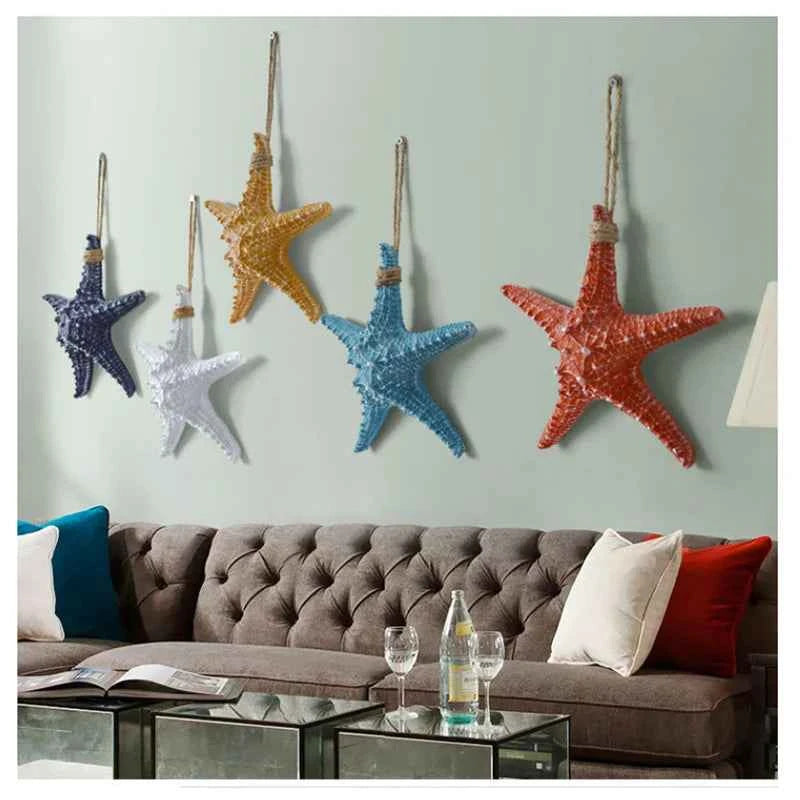Conch Starfish Beach Decor Nautical Home Bedroom Living Room Hanging Vase Creative Background Wall Decoration Seashells