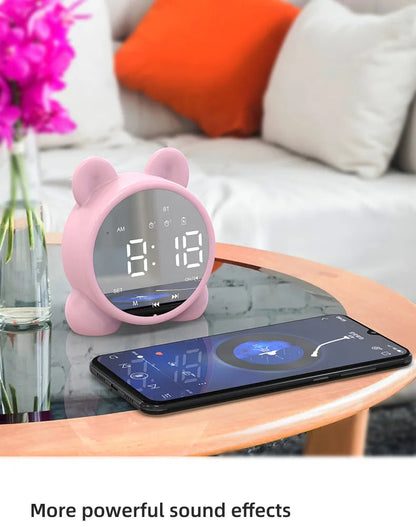 Bluetooth Mirror Table Clock Kids Alarm Clock Cute Cat Digital Alarm Clock For Kids Bedside Clock Children'S Sleep Led Clocks    Home Decor Supply | Online Retail | ShoreShopper.com