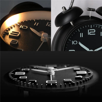 4 Inch Twin Bell Loud Alarm Clock Metal Frame 3D Dial with Backlight Battery Operate Desk Table Alarm Clock For Home and Office    Home Decor Supply | Online Retail | ShoreShopper.com
