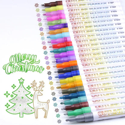 Customized Non-Toxic Glitter Outline Markers Double Colors Set Packaging    Home Decor Supply | Online Retail | ShoreShopper.com