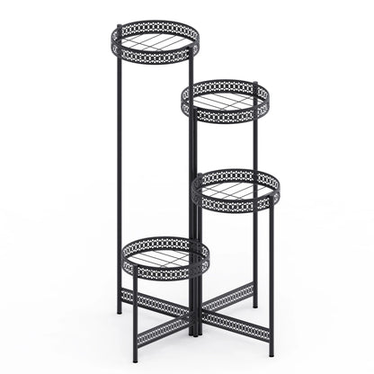 3/4 Tier Metal Plant Stand Indoor Black Tall Flower Pot Holder Display Rack Foldable for Patio Garden Living Room Corner Balcony    Home Decor Supply | Online Retail | ShoreShopper.com