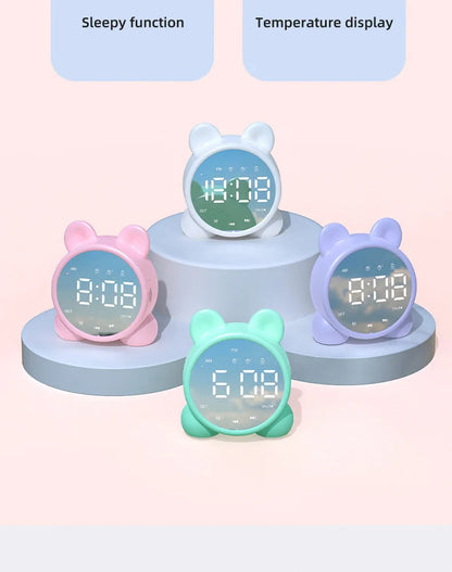 Bluetooth Mirror Table Clock Kids Alarm Clock Cute Cat Digital Alarm Clock For Kids Bedside Clock Children'S Sleep Led Clocks    Home Decor Supply | Online Retail | ShoreShopper.com
