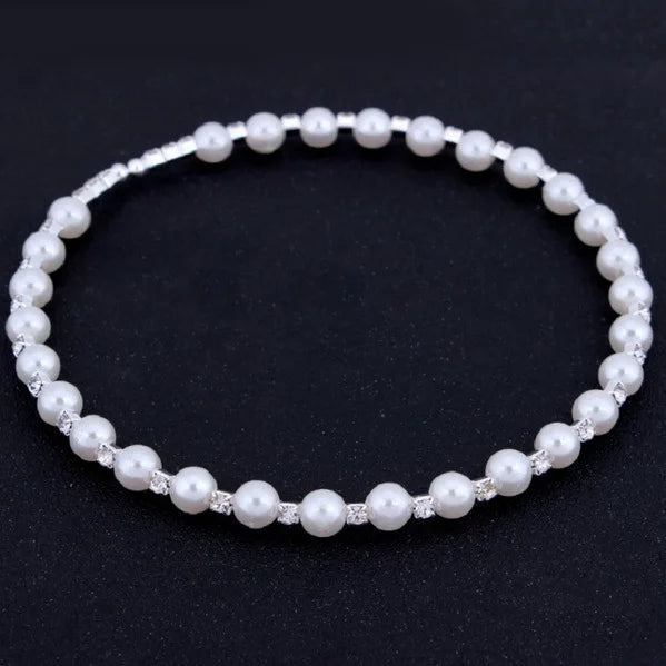 Wedding Bridal Jewelry Set String of Pearls Prom Silver Color Crystal Bracelet Necklace Earrings for Women jewellery sets    Home Decor Supply | Online Retail | ShoreShopper.com