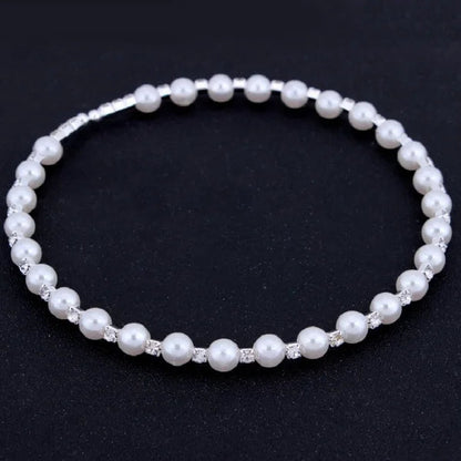 Wedding Bridal Jewelry Set String of Pearls Prom Silver Color Crystal Bracelet Necklace Earrings for Women jewellery sets    Home Decor Supply | Online Retail | ShoreShopper.com