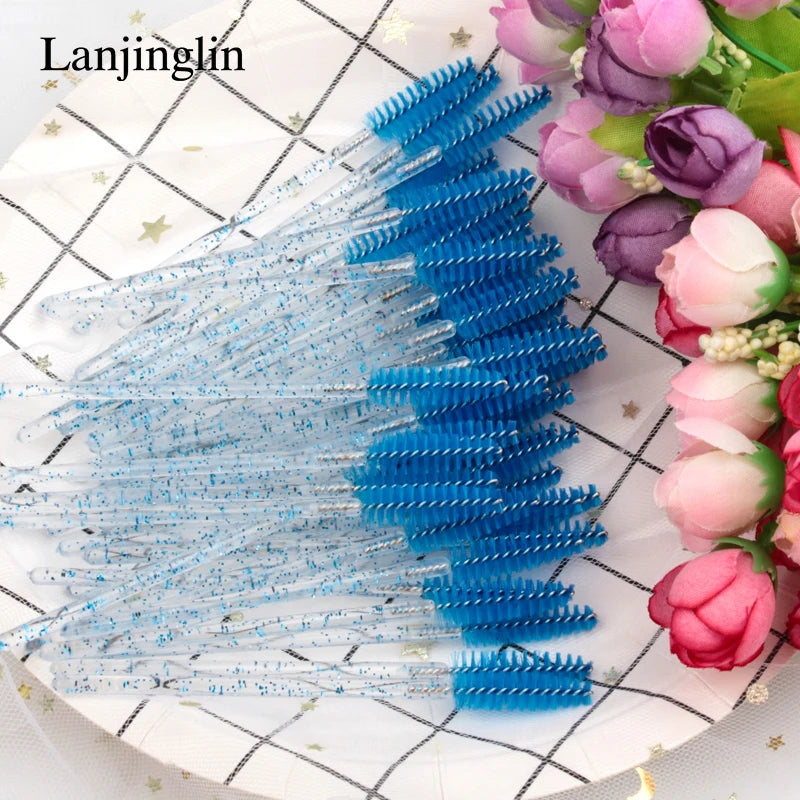 Lanjinglin 5/50pcs Eyelash Brush Crystal Eyelash Soft Eye Lashes Extension Mascara Wands Makeup Professional Makeup Tool - ShoreCo.Shop