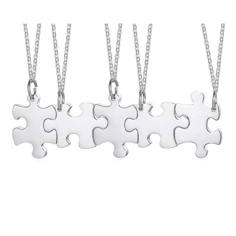 Personalized Puzzle Necklace Friendship Customized Pendant 2/3/4/5 Pieces Best Friends BFF Stainless Steel Bridesmaid Gift