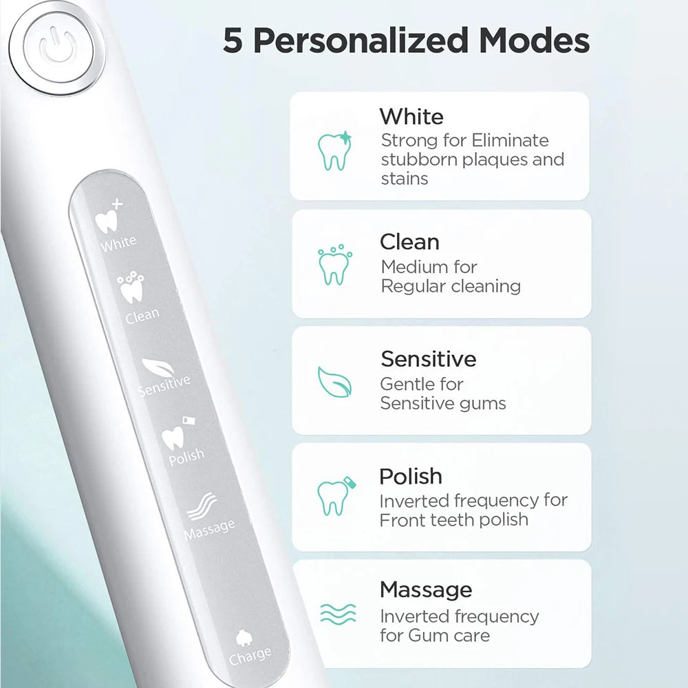 Fairywill Electric Sonic Toothbrush FW-507 USB Charge Rechargeable Adult Waterproof Electronic Tooth Brushes Replacement Heads s - ShoreCo.Shop