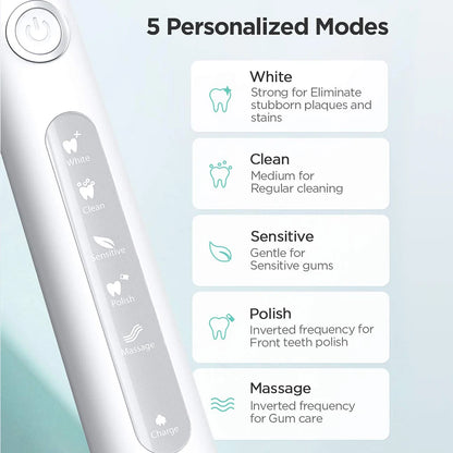 Fairywill Electric Sonic Toothbrush FW-507 USB Charge Rechargeable Adult Waterproof Electronic Tooth Brushes Replacement Heads s - ShoreCo.Shop