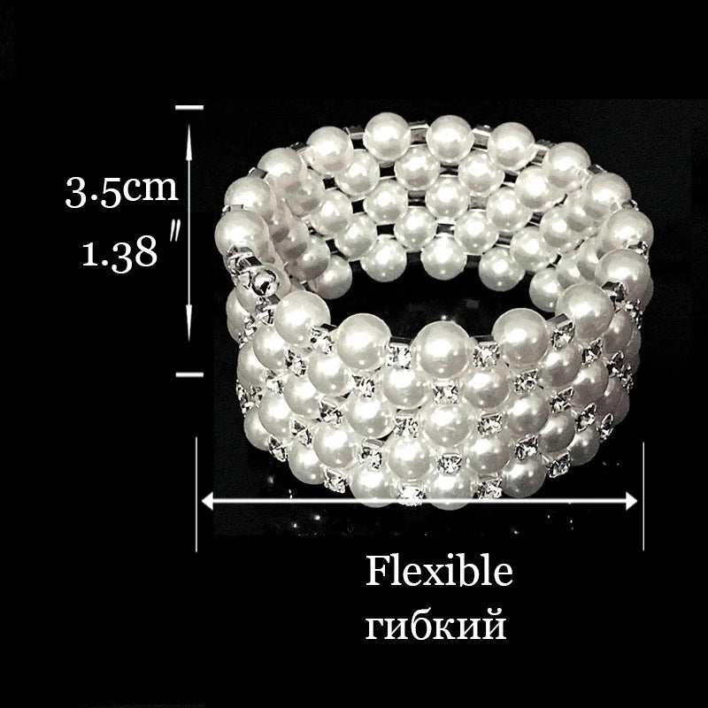 Wedding Bridal Jewelry Set String of Pearls Prom Silver Color Crystal Bracelet Necklace Earrings for Women jewellery sets    Home Decor Supply | Online Retail | ShoreShopper.com