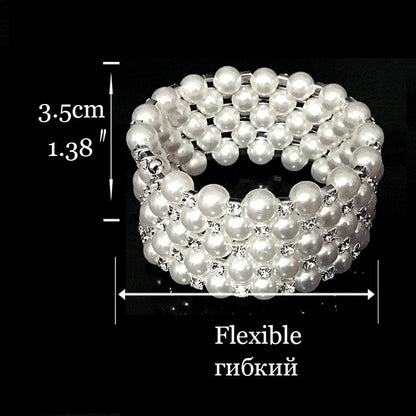 Wedding Bridal Jewelry Set String of Pearls Prom Silver Color Crystal Bracelet Necklace Earrings for Women jewellery sets    Home Decor Supply | Online Retail | ShoreShopper.com