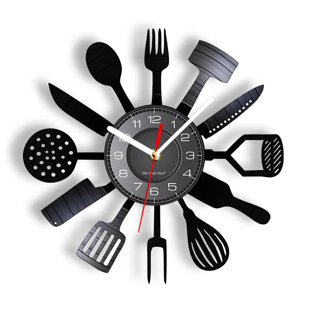 The Kitchen The Heart Of The Home Inspired Vinyl Record Clock Modern Design Vinyl Wall Watch Kitchen Decor Noiseless Timepieces    Home Decor Supply | Online Retail | ShoreShopper.com