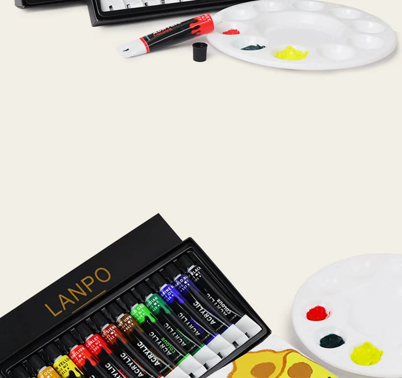 Acrylic Paints Set 12/24 Colors Professional Brush Set 12ml Tubes Artist Drawing Painting Pigment Hand Painted Wall Paint DIY    Home Decor Supply | Online Retail | ShoreShopper.com
