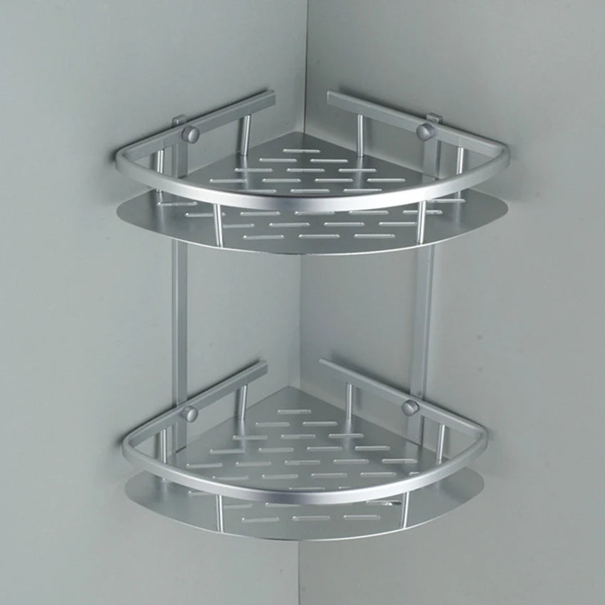 Bathroom Shelf Screws Fixed Durable Aluminum 2 Tiers Shower Shelf Kitchen Storage Holder Shampoo Soap Cosmetic Organizer Shelf    Home Decor Supply | Online Retail | ShoreShopper.com