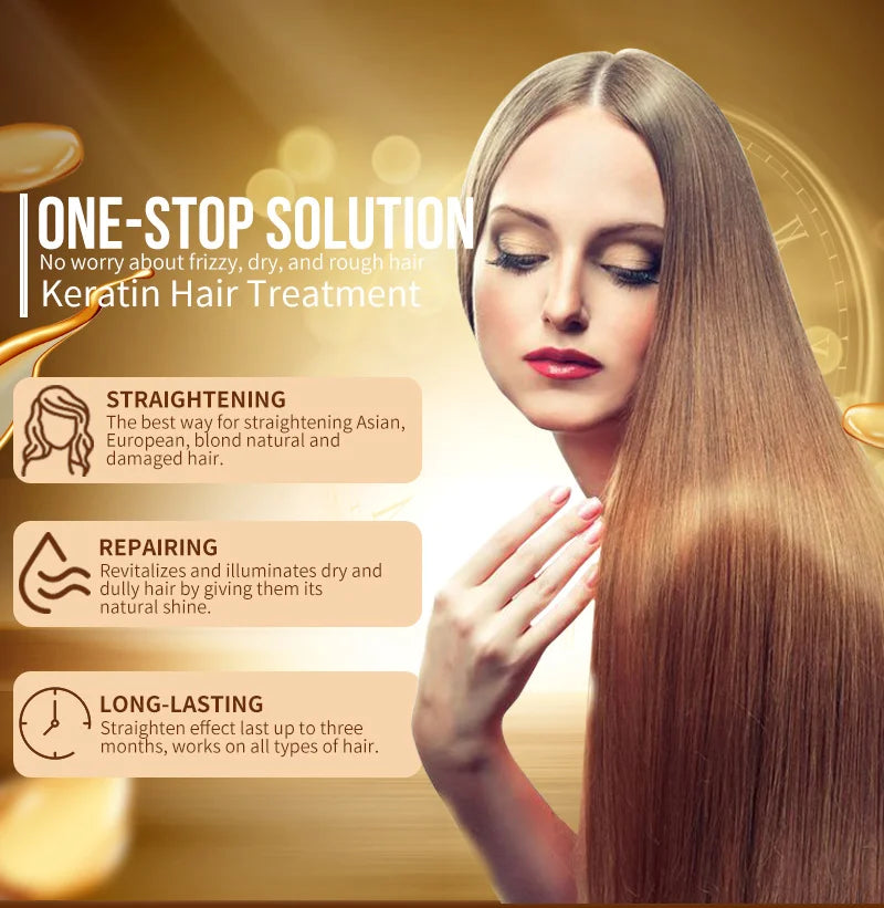 PURC Brazilian Keratin Hair Treatment Keratin Straightening Curly Hair Smoothing Repair Permed Damaged Hair Care Products - ShoreCo.Shop